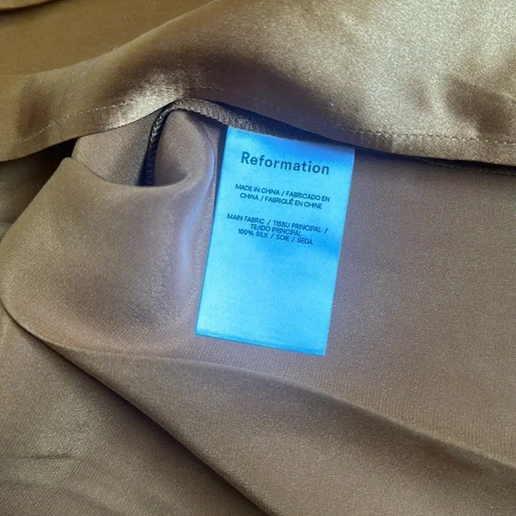 NEW Reformation Frankie Silk Long Dress in Copper Brown | size 4 - Picture 11 of 13